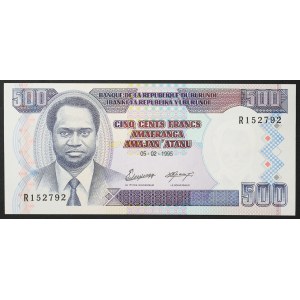 Burundi, Republic, 500 Francs 1995
