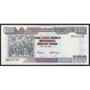 Burundi, Republic, 500 Francs 01/05/1997