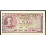 Ceylon, království, 50 centů, 14. 7. 1942