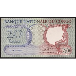 Congo, Democratic Republic, 20 Francs 15/03/1962
