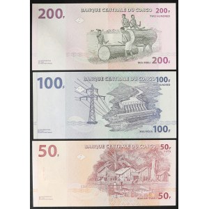 Congo, Democratic Republic, Lot 3 pcs. 200 - 100 - 50 Francs 2000-07