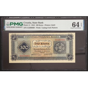 Croatie, État indépendant de Croatie, 100 kuna, 1943