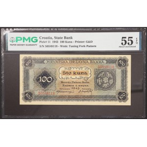 Croatie, État indépendant de Croatie, 100 kuna, 1943