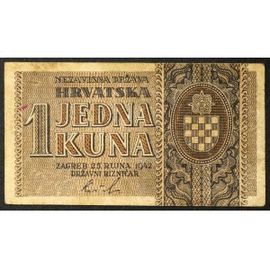 Croatie, État indépendant de Croatie, 1 kuna, 1942