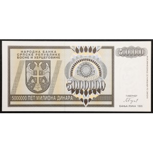 Croatia, Republic of Serbian Krajina, 5.000.000 Dinara 1993