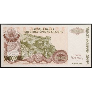 Croatia, Republic of Serbian Krajina, 50.000.000.000 Dinara 1993