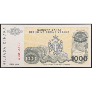 Chorwacja, Republika Krajiny Serbskiej, 1 000 dinarów, 1994 r.