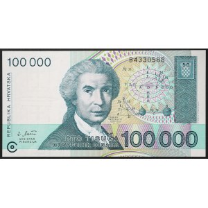 Croatia, Republic, 100.000 Dinara 30/05/1993