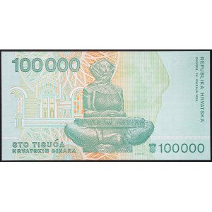 Croatia, Republic, 100.000 Dinara 30/05/1993