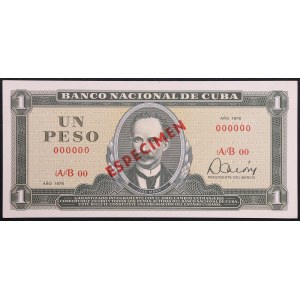 Cuba, Republic, 1 Peso Specimen 1978