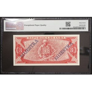 Cuba, Republic, 3 Pesos Specimen 1984