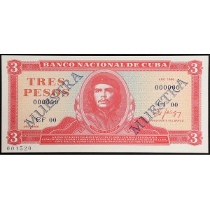 Cuba, Republic, 3 Pesos Specimen 1986
