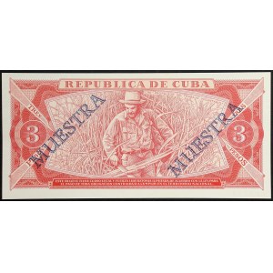 Cuba, Republic, 3 Pesos Specimen 1986