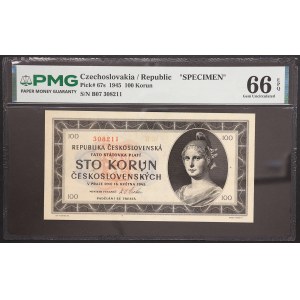 Czechoslovakia, 100 Korun Specimen 16/05/1945