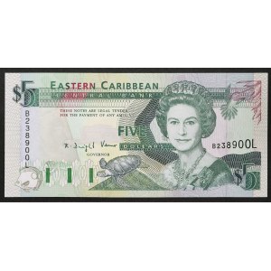 East Caribbean states, St.Lucia (L), 5 Dollars n.d. (1993)