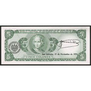 Salvádor, republika, 5 colónov, 11. 11. 1974