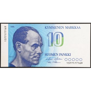 Fínsko, republika, 10 markiek, 1986