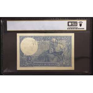 France, Third Republic, 10 Francs Specimen TOP POP 1921