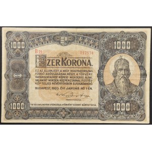 Ungheria, Regno, Miklós Horthy, 1.000 corone, 01/01/1920