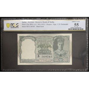 India, India britannica, Giorgio VI, 5 rupie s.d. (1943)