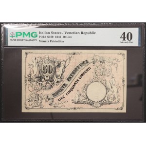 Italian States, Venice, Provisional Government of Venice, 50 Lire 1848