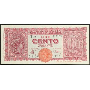 Włochy, Królestwo Włoch, 100 lir, 10 grudnia 1944 r.