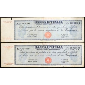 Italy, Italian Republic, Lot 2 pcs. 5.000 Lire 08/09/1947