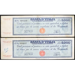 Italy, Italian Republic, Lot 2 pcs. 5.000 Lire 18/11/1947