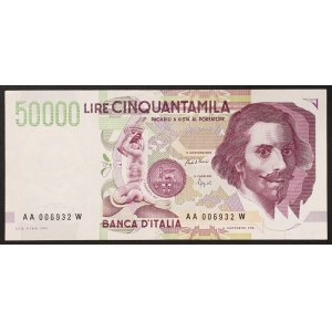Italy, Italian Republic, 50.000 Lire 27/05/1992