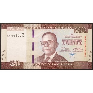 République du Libéria, billet de 20 dollars, 2016