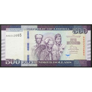 Liberia, Republic, 500 Dollars 2016