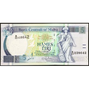 Maltská republika, 5 lír, 1967 (1994)