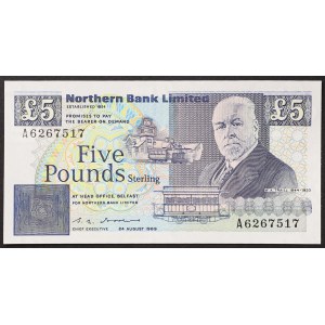 Northern Ireland, Republic, 5 Pounds 24/08/1989