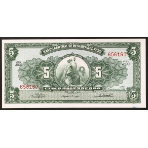 Peru, Republic, 5 Soles 18/06/1965