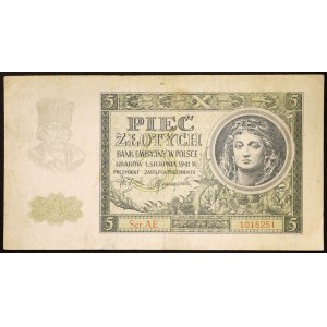 Poland, German Occupation, 5 Zlotych 01/08/1941