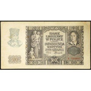 Poland, German Occupation, 20 Zlotych 01/03/1940