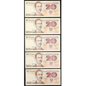 Poland, Republic, Lot 5 pcs. 20 Zlotych 1982