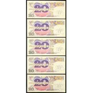 Poland, Republic, Lot 5 pcs. 20 Zlotych 1982