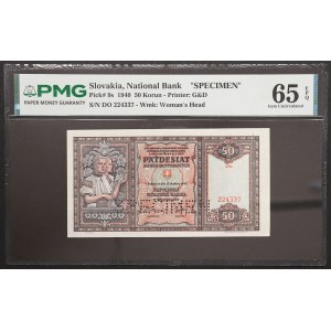 Slovakia, First Republic, 50 Korun Specimen 1940