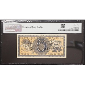 Slovensko, Prvá republika, 5 korún, vzorka bez dátumu (1945)