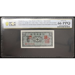 South Korea, Republic, 5 Won Specimen n.d. (1962)