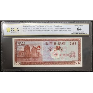 South Korea, Republic, 50 Won Specimen n.d. (1962)