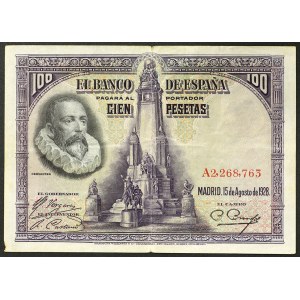 Spain, Kingdom, 100 Pesetas 15/08/1928