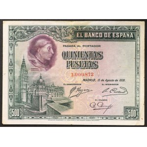 Spain, Kingdom, 500 Pesetas 15/08/1928