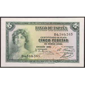 Spain, Republic, 5 Pesetas 1935 (1936)