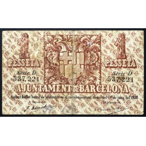 Spain, Republic, 1 Pesseta 13/05/1937