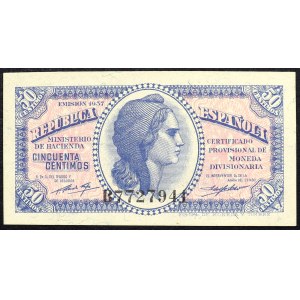 Espagne, République, 50 centimes, 1937