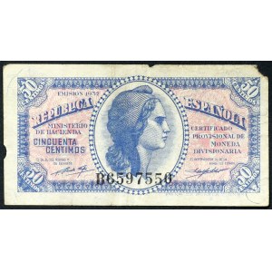 Espagne, République, 50 centimos, 1937
