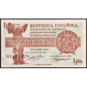 Spain, Republic, 1 Peseta 1937