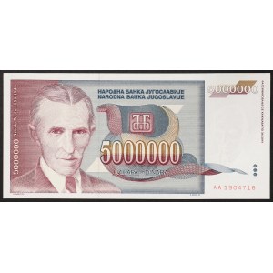 Yugoslavia, Federal Republic, 5.000.000 Dinara 1993